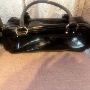 XOXO Shiny Black Handbag with Silver Details